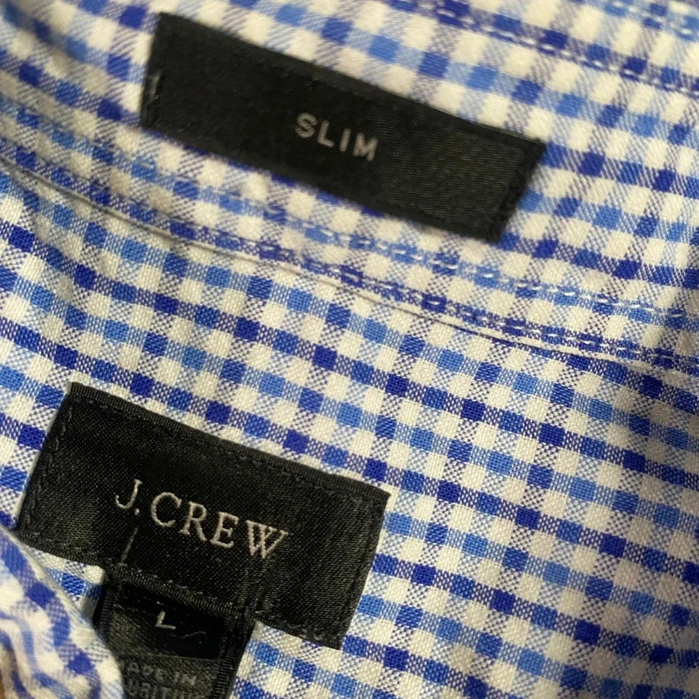 J. Crew Mens Slim‎ Fit Gingham Check Button Down Long Sleeve Casual Shirt